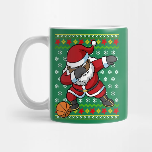 African American Black Santa Claus Dabbing Basketball by E